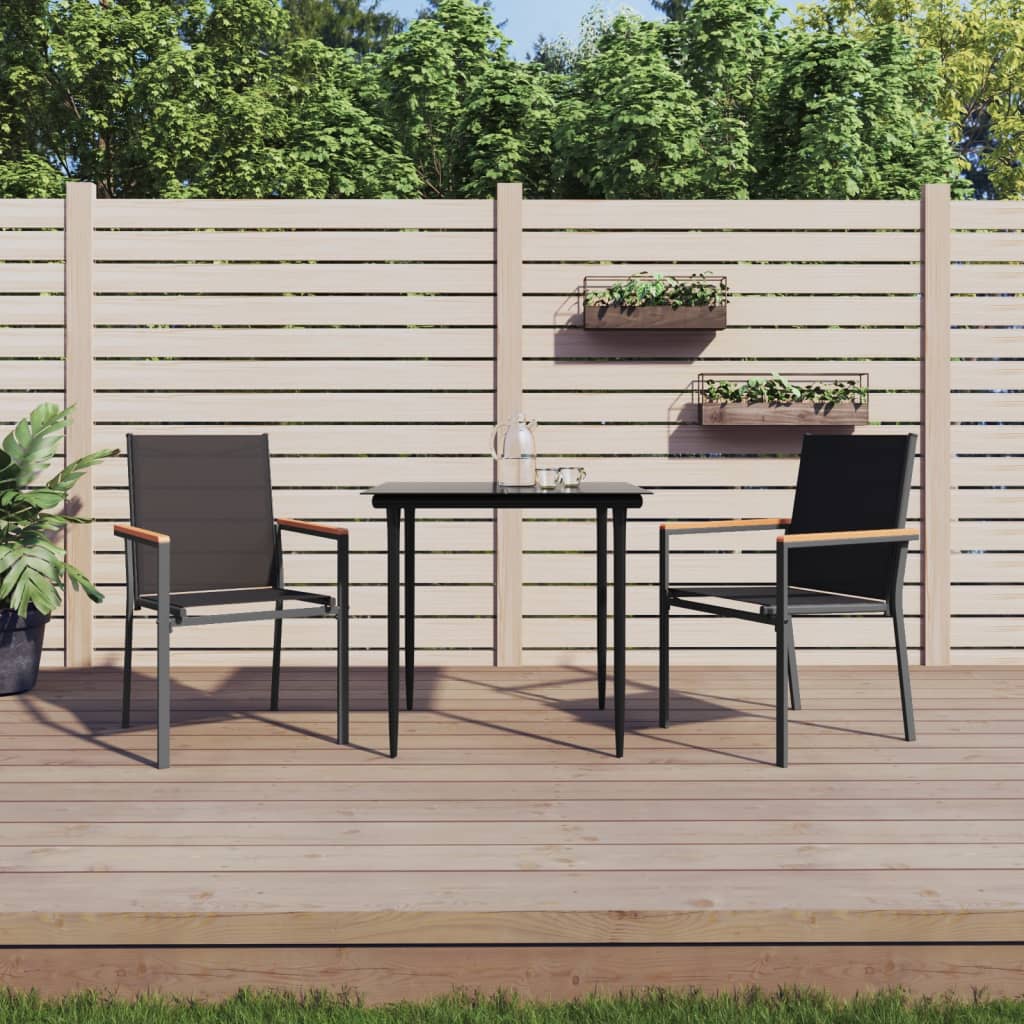 Garden Chairs 2 Pcs Black 55X61.5X90 Cm Textilene And Steel