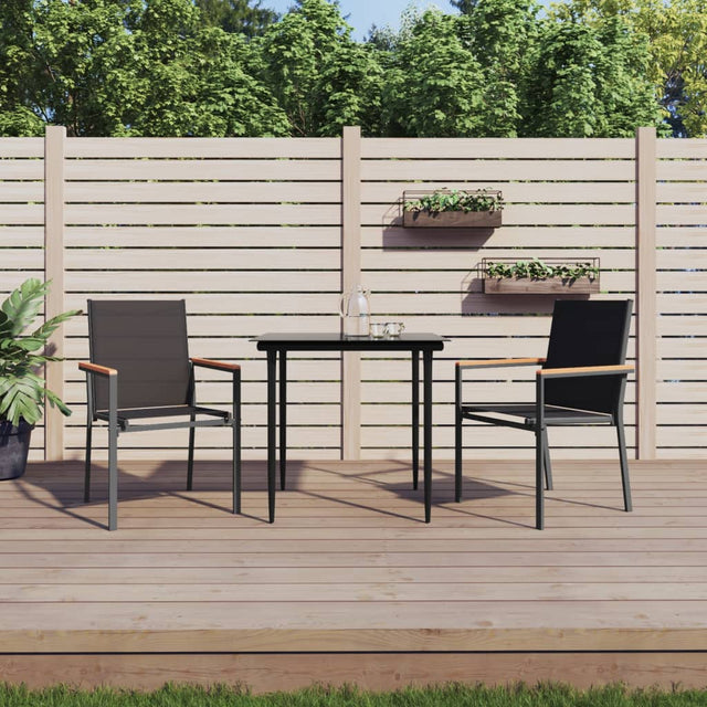 Garden Chairs 2 Pcs Black 55X61.5X90 Cm Textilene And Steel