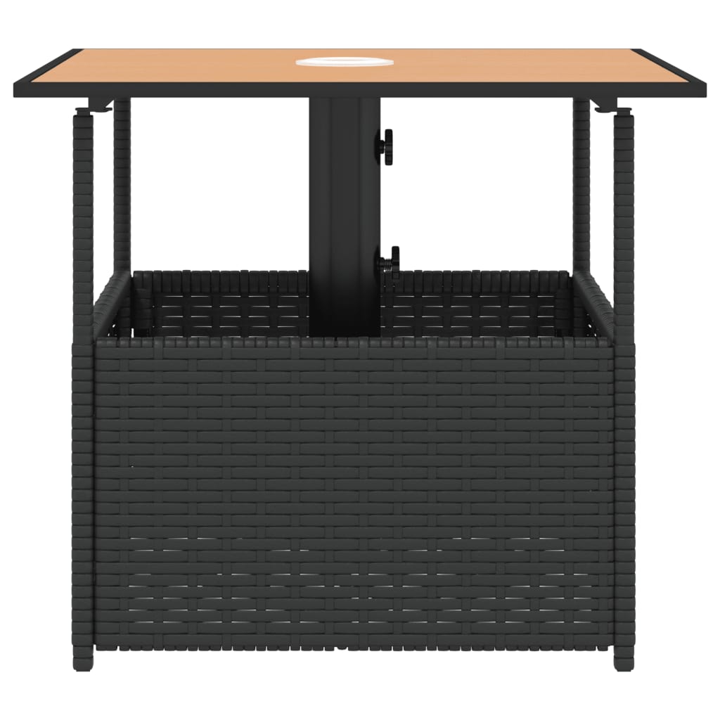 Garden Table With Parasol Hole 55X55X46.5 Cm Poly Rattan