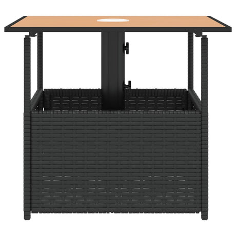 Garden Table With Parasol Hole 55X55X46.5 Cm Poly Rattan