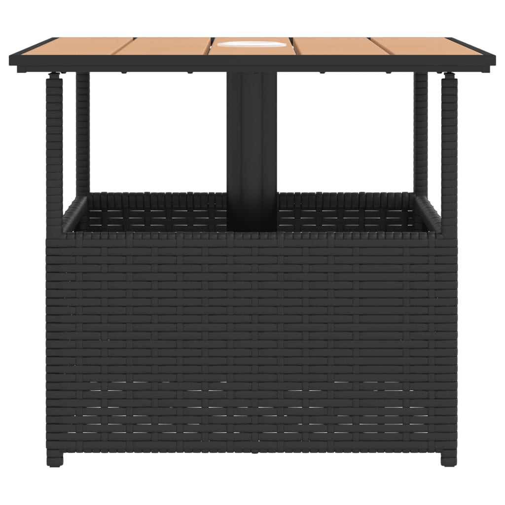 Garden Table With Parasol Hole 55X55X46.5 Cm Poly Rattan