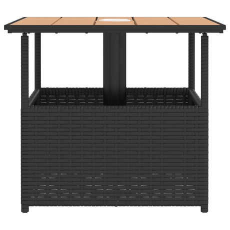 Garden Table With Parasol Hole 55X55X46.5 Cm Poly Rattan