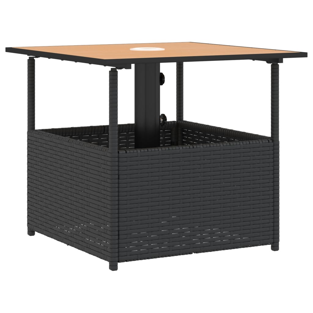 Garden Table With Parasol Hole 55X55X46.5 Cm Poly Rattan