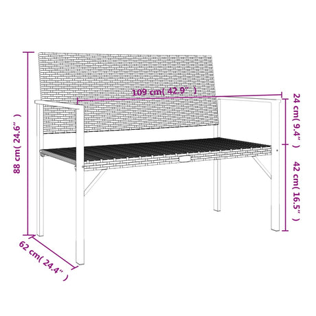 2-Seater Garden Bench Poly Rattan