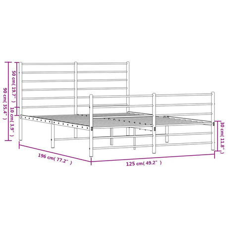Metal Bed Frame Without Mattress With Footboard 120X190Cm