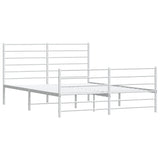 Metal Bed Frame without Mattress with Footboard White 120x190cm