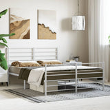 Metal Bed Frame without Mattress with Footboard White 120x190cm