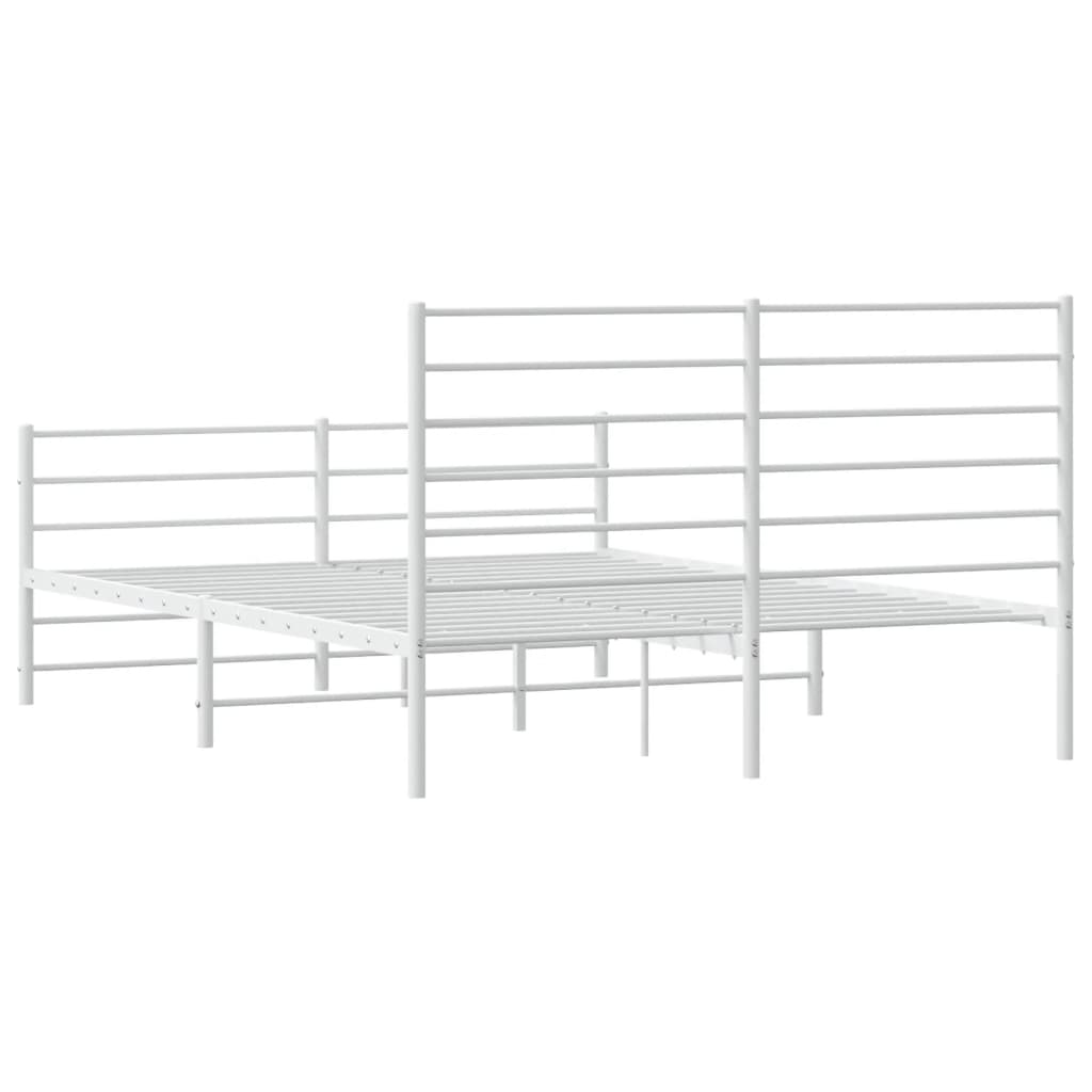 Metal Bed Frame without Mattress with Footboard White 120x190cm