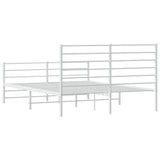 Metal Bed Frame without Mattress with Footboard White 120x190cm
