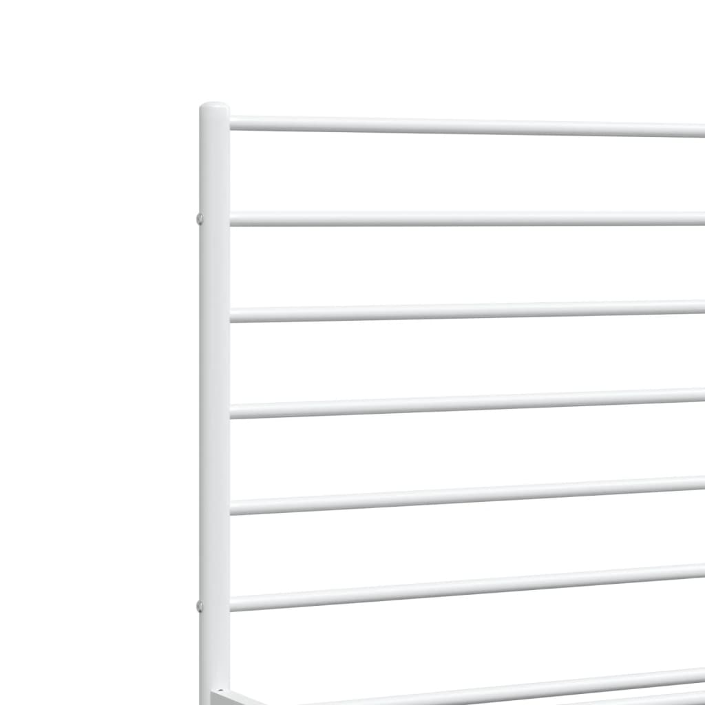 Metal Bed Frame without Mattress with Footboard White 120x190cm