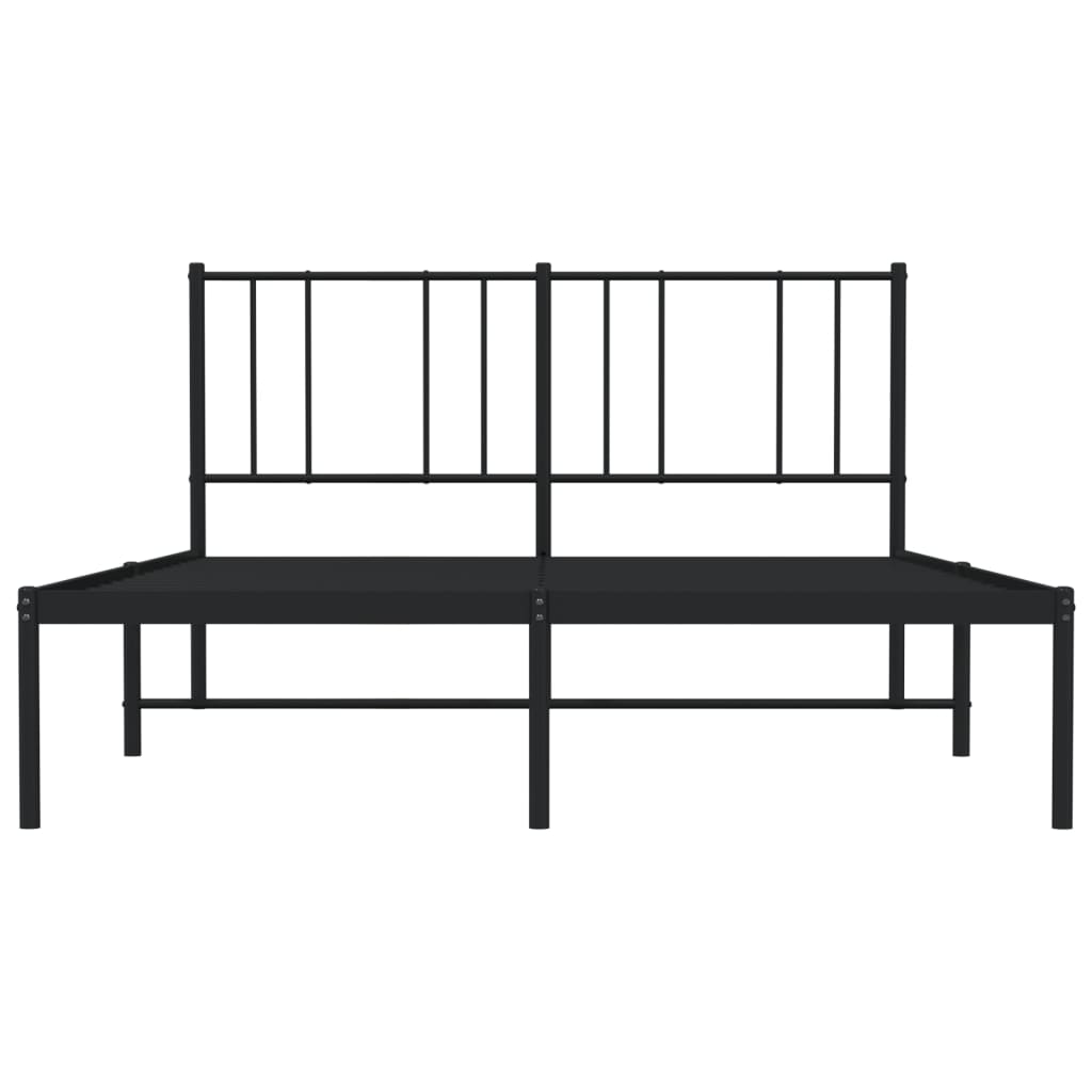 Metal Bed Frame without Mattress with Headboard Black 150x200cm