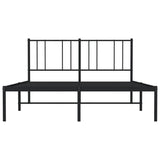 Metal Bed Frame without Mattress with Headboard Black 150x200cm
