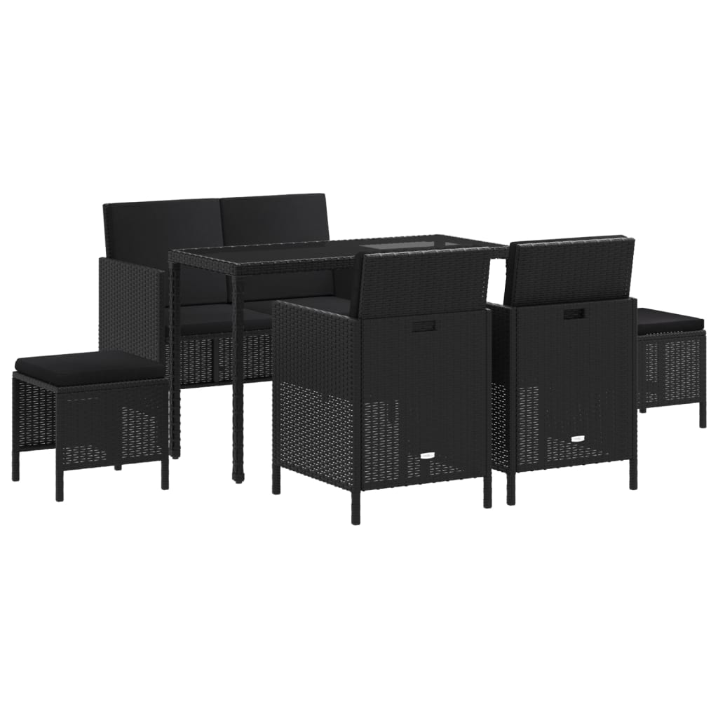 6 Piece Garden Dining Set With Cushions Poly Rattan