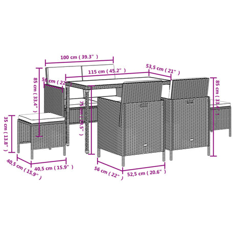 6 Piece Garden Dining Set With Cushions Poly Rattan