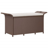 Garden Bench With Cushion Brown 116X46X57 Cm Poly Rattan