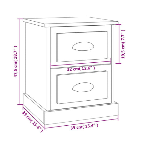 Bedside Cabinet 39X39X47.5 Cm Engineered Wood