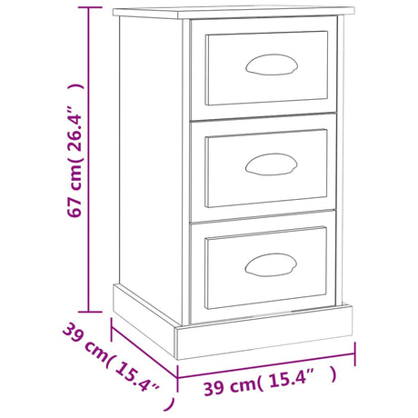 Bedside Cabinet 39X39X67 Cm Engineered Wood