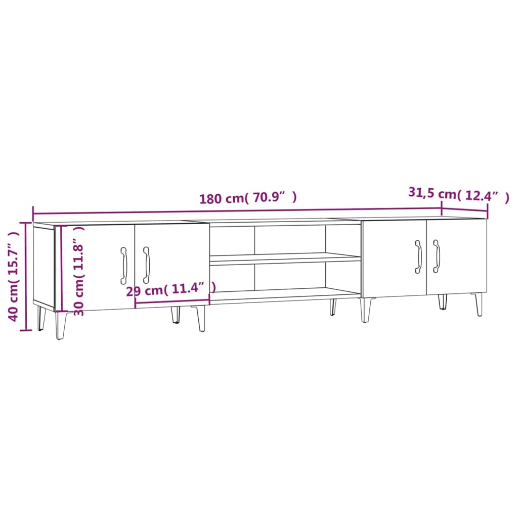 Tv Cabinet 180X31.5X40 Cm Engineered Wood