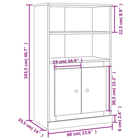 Highboard 60X35.5X103.5 Cm Engineered Wood