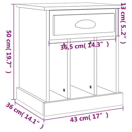 Bedside Cabinets 2 Pcs 43X36X50 Cm