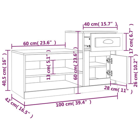 Shoe Cabinet 100X42X60 Cm Engineered Wood