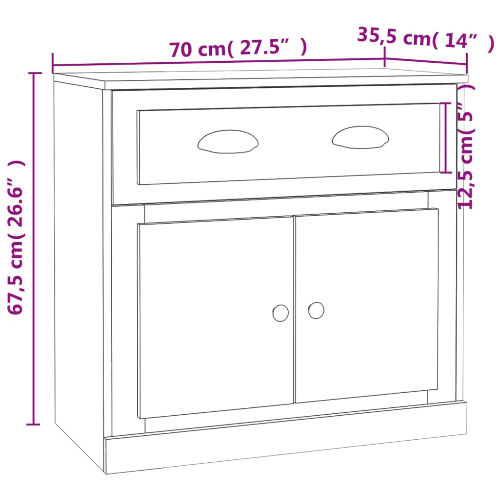 Sideboard 70X35.5X67.5 Cm Engineered Wood