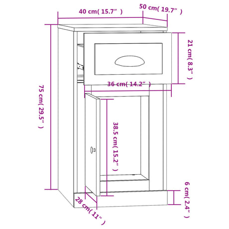 Side Cabinet With Drawer 40X50X75 Cm Engineered Wood