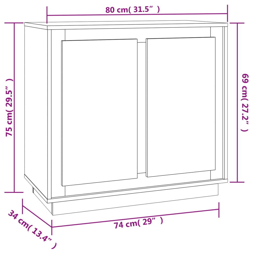 Sideboard 80X34X75 Cm Engineered Wood