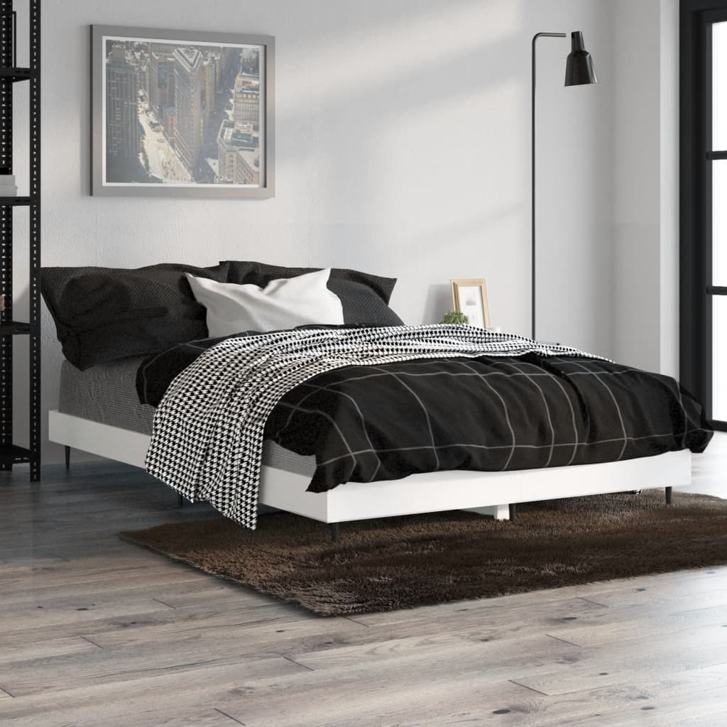 Bed Frame without Mattress White 120x190 cm Small Double Engineered Wood