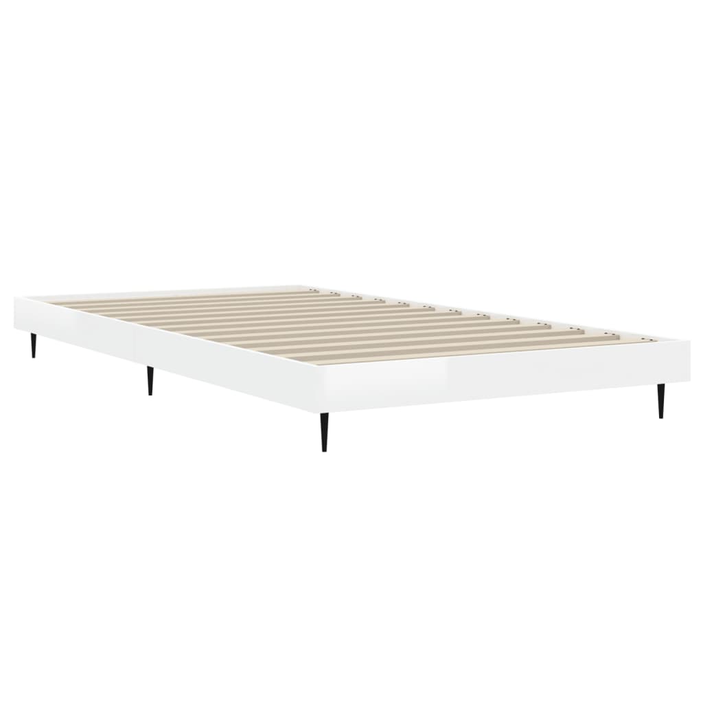 Bed Frame without Mattress High Gloss White 90x190 cm Single