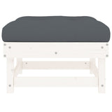 Garden Footstools with Cushions 2pcs White Solid Wood Pine