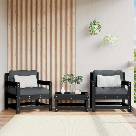 3 Piece Garden Lounge Set With Cushions Solid Wood Douglas