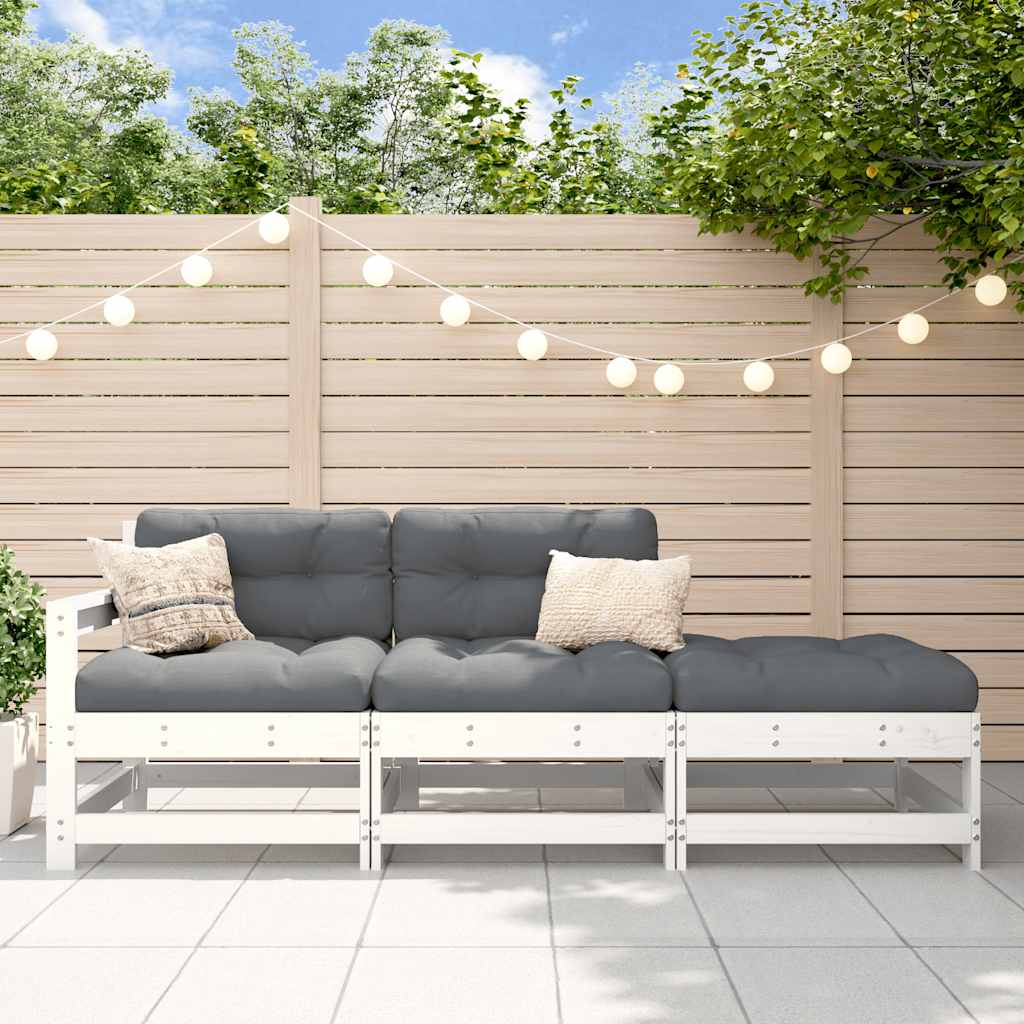3 Piece Garden Lounge Set With Cushions Solid Wood Douglas