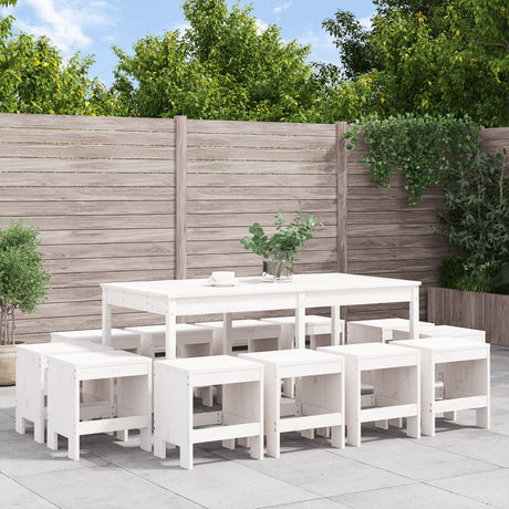 13 Piece Garden Dining Set Black Solid Wood Pine