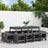 13 Piece Garden Dining Set Black Solid Wood Pine