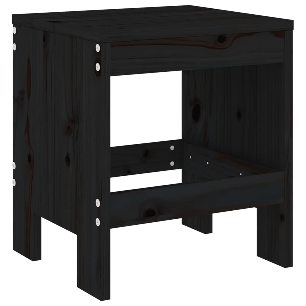 13 Piece Garden Dining Set Black Solid Wood Pine