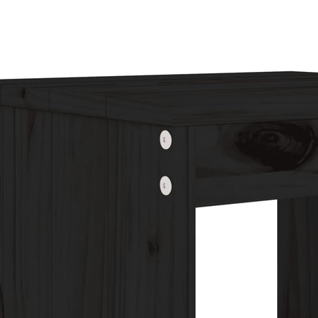 13 Piece Garden Dining Set Black Solid Wood Pine