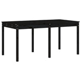 13 Piece Garden Dining Set Black Solid Wood Pine
