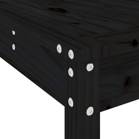 13 Piece Garden Dining Set Black Solid Wood Pine