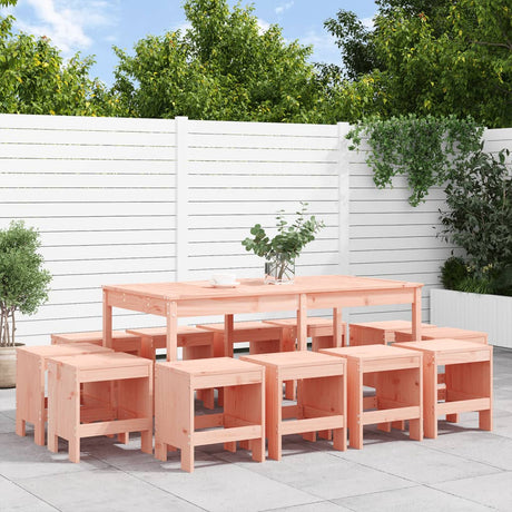 13 Piece Garden Dining Set Black Solid Wood Pine
