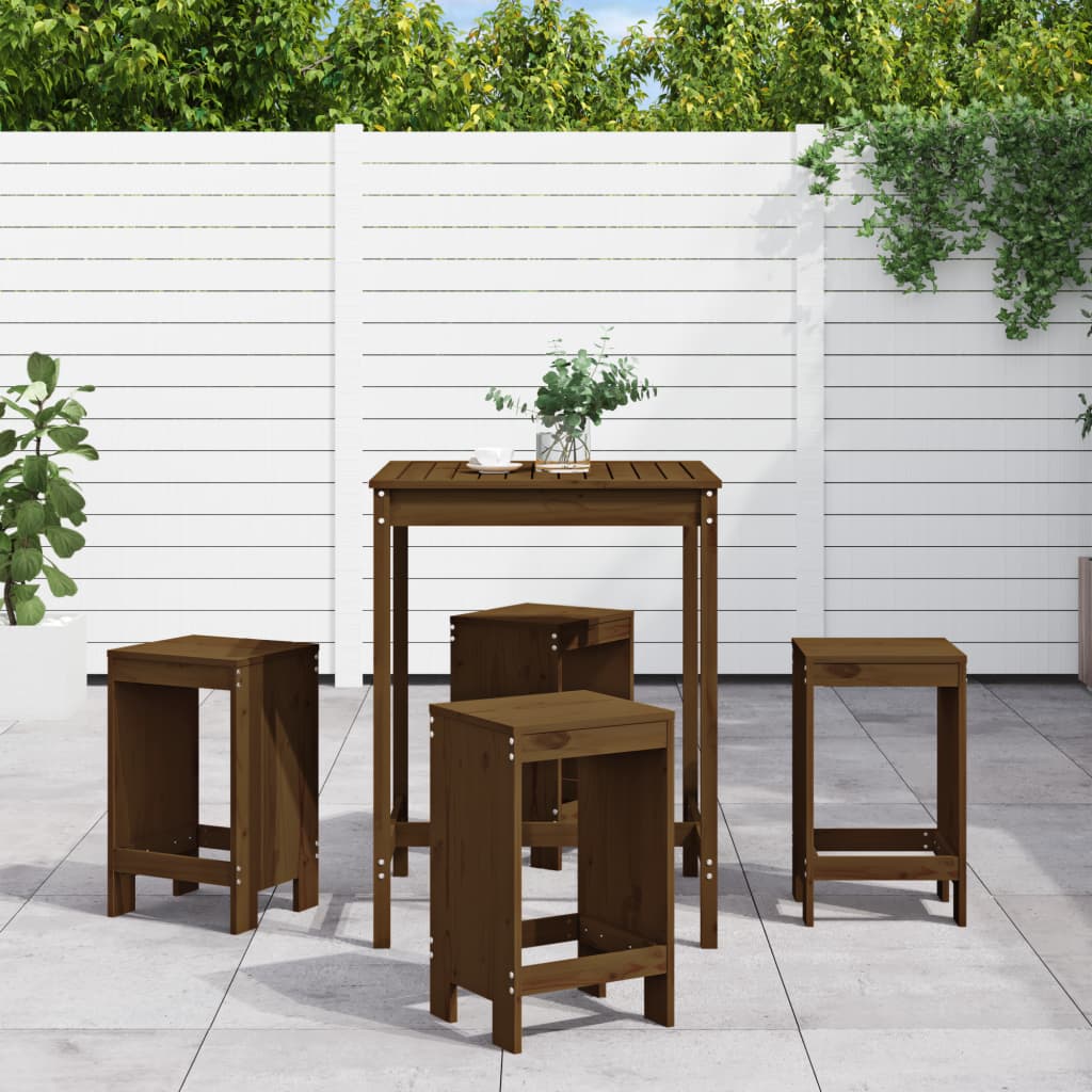 5 Piece Garden Bar Set Solid Wood Douglas