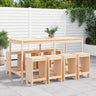 9 Piece Garden Bar Set Grey Solid Wood Pine