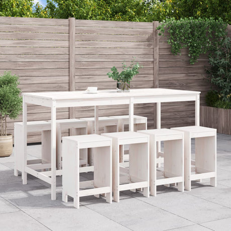 9 Piece Garden Bar Set Grey Solid Wood Pine