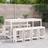 9 Piece Garden Bar Set Grey Solid Wood Pine