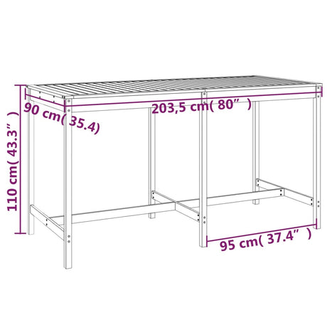 9 Piece Garden Bar Set Grey Solid Wood Pine