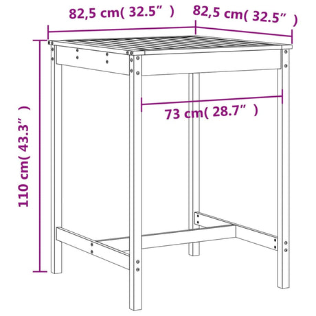 3 Piece Garden Bar Set Grey Solid Wood Pine