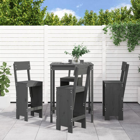 5 Piece Garden Bar Set Honey Brown Solid Wood Pine