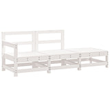 3 Piece Garden Lounge Set White Solid Wood Pine