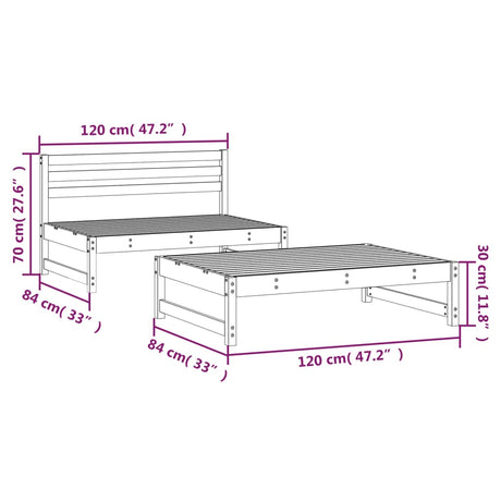2 Piece Garden Lounge Set Solid Wood Douglas