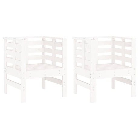 Garden Chairs 2 Pcs White 61.5X53X71 Cm Solid Wood Pine